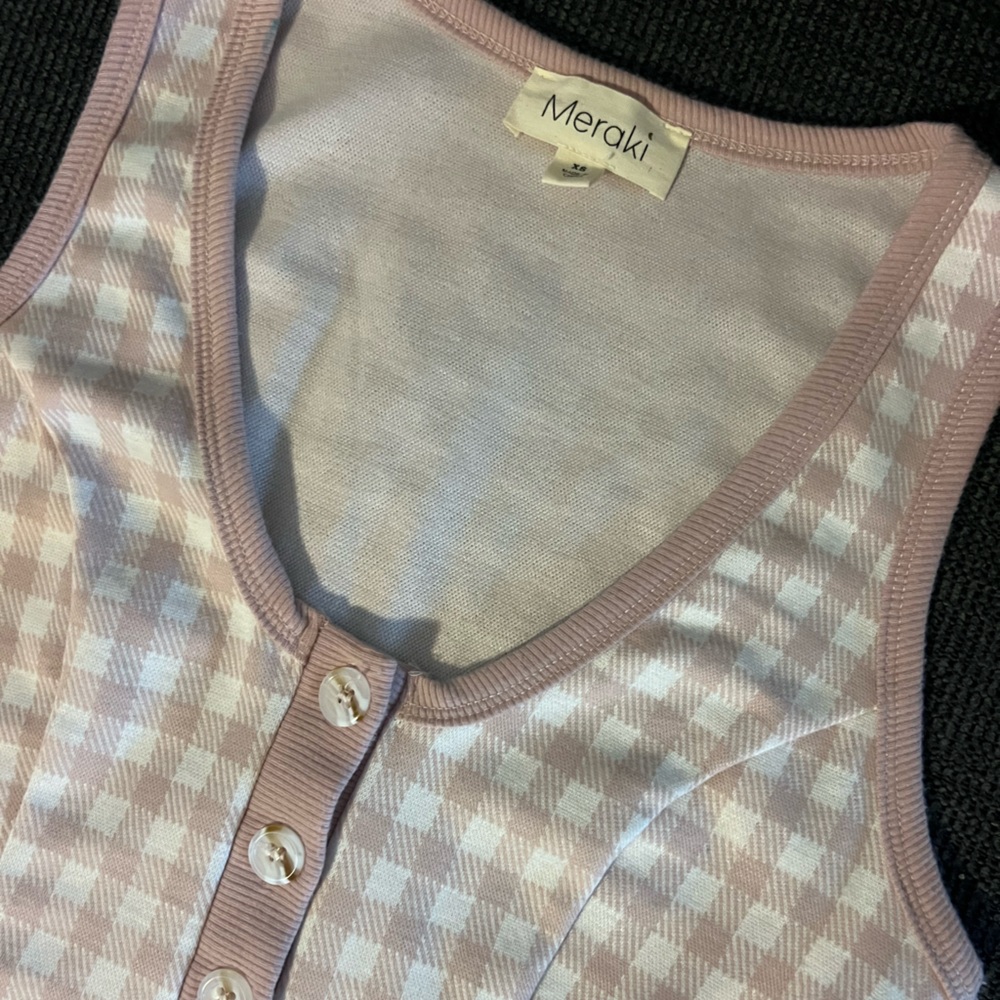 Meraki Pink and White Women's Sleepwear Top